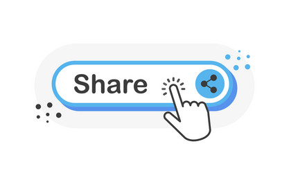 share blue 3d button with hand pointer clicking vector image
