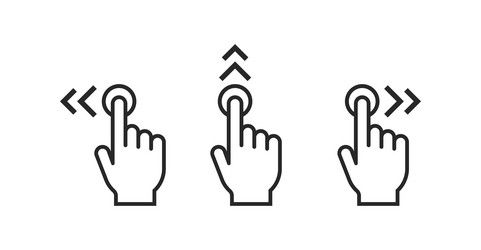 swipe to left right up icon set or touch screen vector