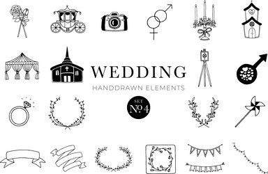 Wedding handdrawn elements set Royalty Free Vector Image