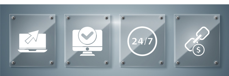 set chain link and coin clock 24 hours computer vector image