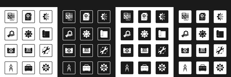 Set algorithm gear and arrows as workflow vector