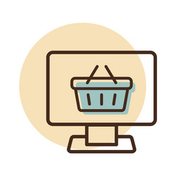 Computer display with shopping cart icon Vector Image
