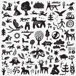 Forest Animal Doodle Set Vector Image