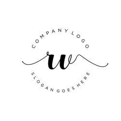 Initial rv handwriting logo with circle template Vector Image