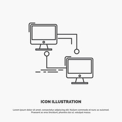 local lan connection sync computer icon line gray vector image