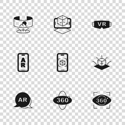 set 360 degree view 3d modeling virtual reality vector image
