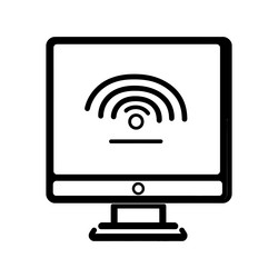 simple pc monitor displaying wifi signal icon vector image