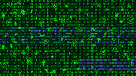 bitcoins block chain shape with binary digit vector