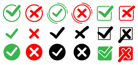 checkmark icons set a collection of web button vector image