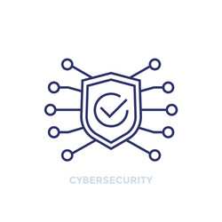 Cybersecurity Shield Icon with Checkmark vector image