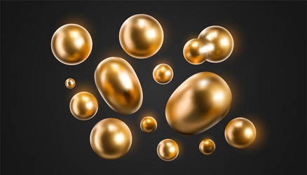 3d gold liquid blobs vector image