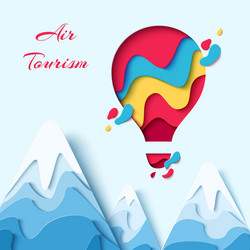 air tourism paper art hot balloon concept vector