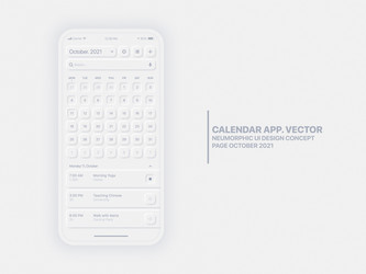 calendar mobile app page october with task vector