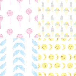 Set seamless patterns from elements for unicorn vector