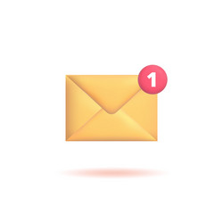 3d envelope with number one new message or inbox vector