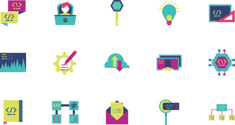 isolated website code icon set design vector image