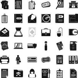 working document icons set simple style vector image