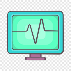 Electrocardiogram monitor icon in cartoon style vector