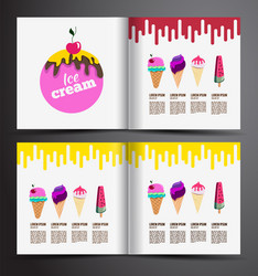 Ice cream brochure design menu for shop vector