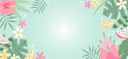 summer background with flowers and leaves vector