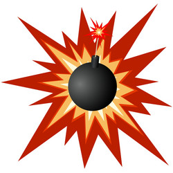 Exploding Bomb with Burning Fuse vector image