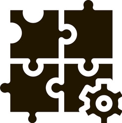 Puzzle game and gear agile element glyph icon vector