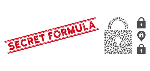 Scratched secret formula line seal with mosaic vector