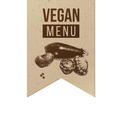 Vegan menu craft label vector