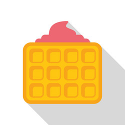 delicious square waffle with whipped cream vector image