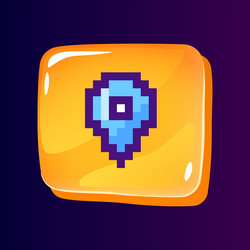 Location mark glossy ui button with pixelated vector