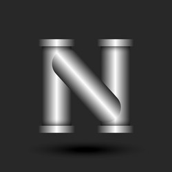 monogram letter n logo 3d line pipe shape vector