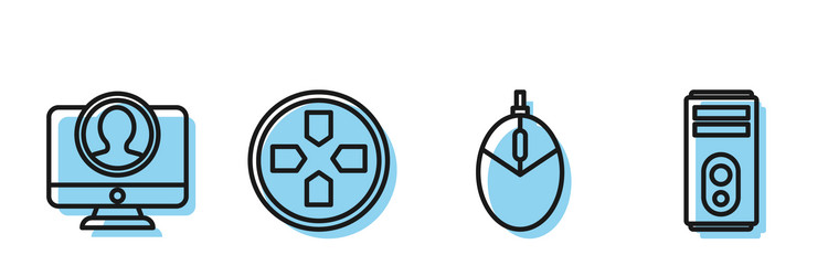 set line computer mouse gaming create account vector image