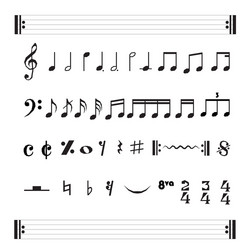 set various black musical note icon isolated vector image