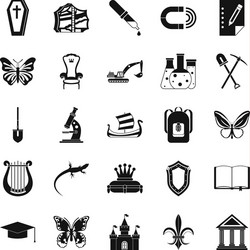 Archaeological Icon Set – 25 Diverse Symbols Vector Image
