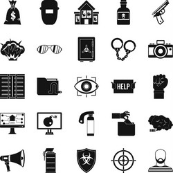 hacking icons set simple style vector image