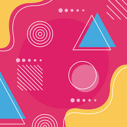 memphis background fuchsia color with geometric vector