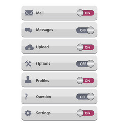 set of on off switch buttons and rollovers vector image