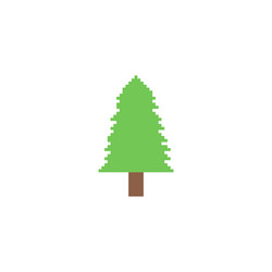 simple pixelated tree icon minimalistic pixel art vector image