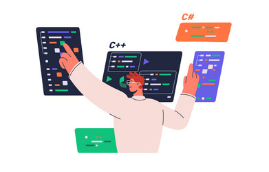 software engineer writing code concept vector image