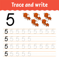 trace and write handwriting practice learning vector