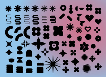 large set of assorted shapes in black color waxy vector image