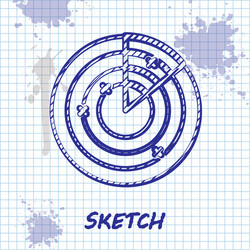 sketch line radar with targets on monitor vector image