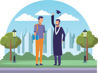 Students graduation celebration Royalty Free Vector Image