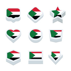 sudan flags icons and button set nine styles vector