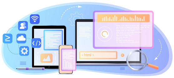 web development programmer engineering and coding vector image