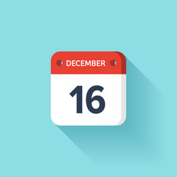 december 16 isometric calendar icon with shadow vector