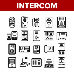 Intercom communication collection icons set vector