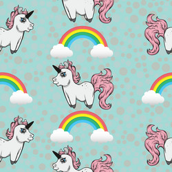 Seamless pattern with unicorns and rainbows vector