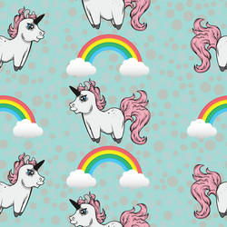 seamless pattern with unicorns and rainbows vector