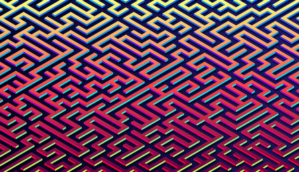 Maze pattern abstract background with vibrant vector